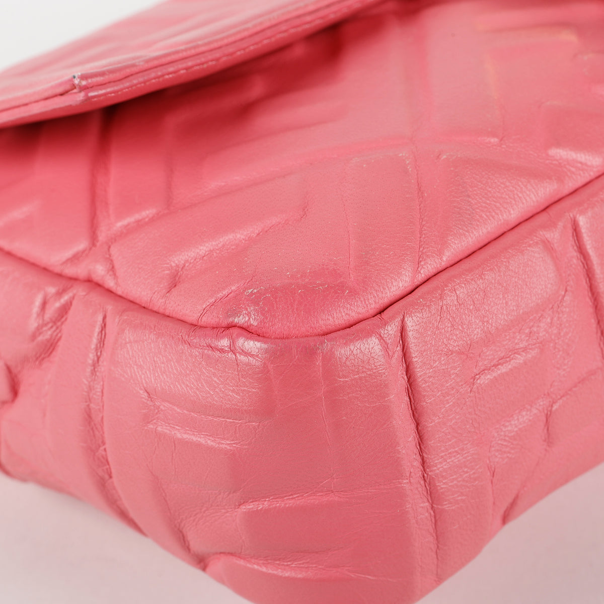 Medium Nappa Embossed Baguette, Pink