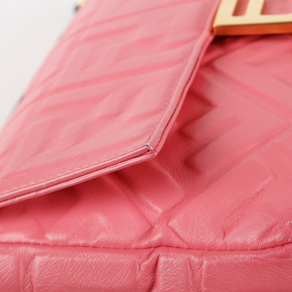 Medium Nappa Embossed Baguette, Pink