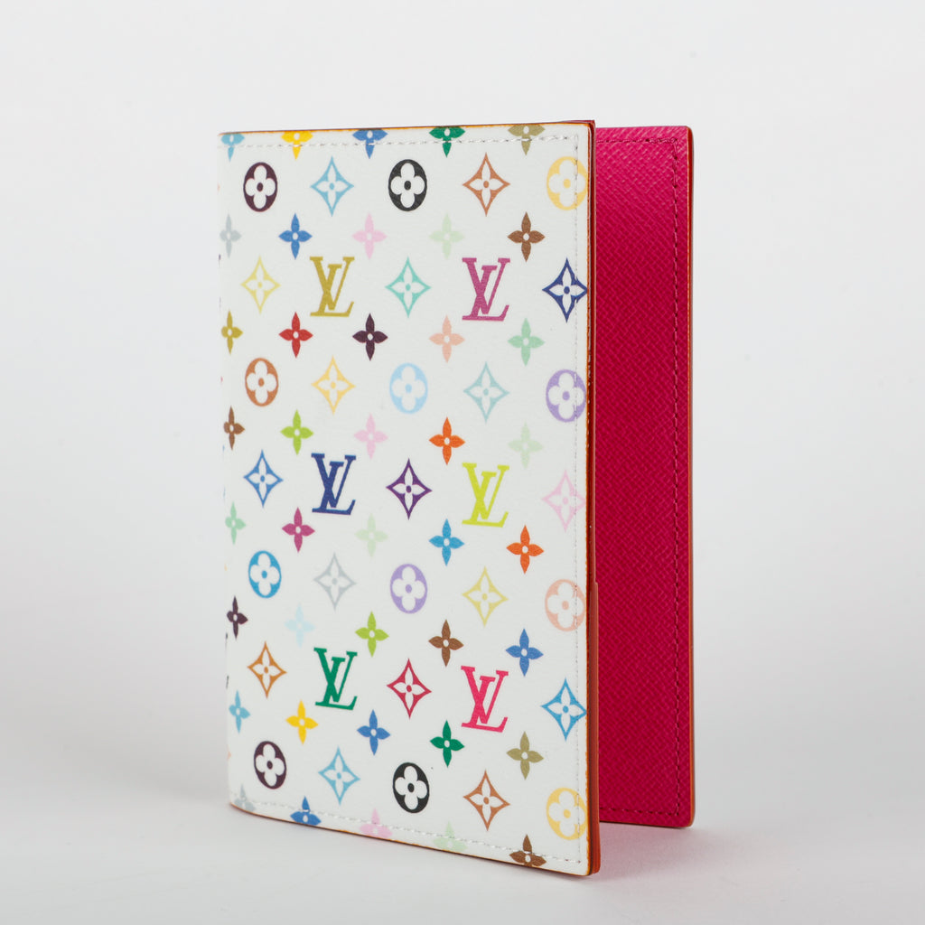 LV x TM Takashi Passport Cover, White Mullticolor