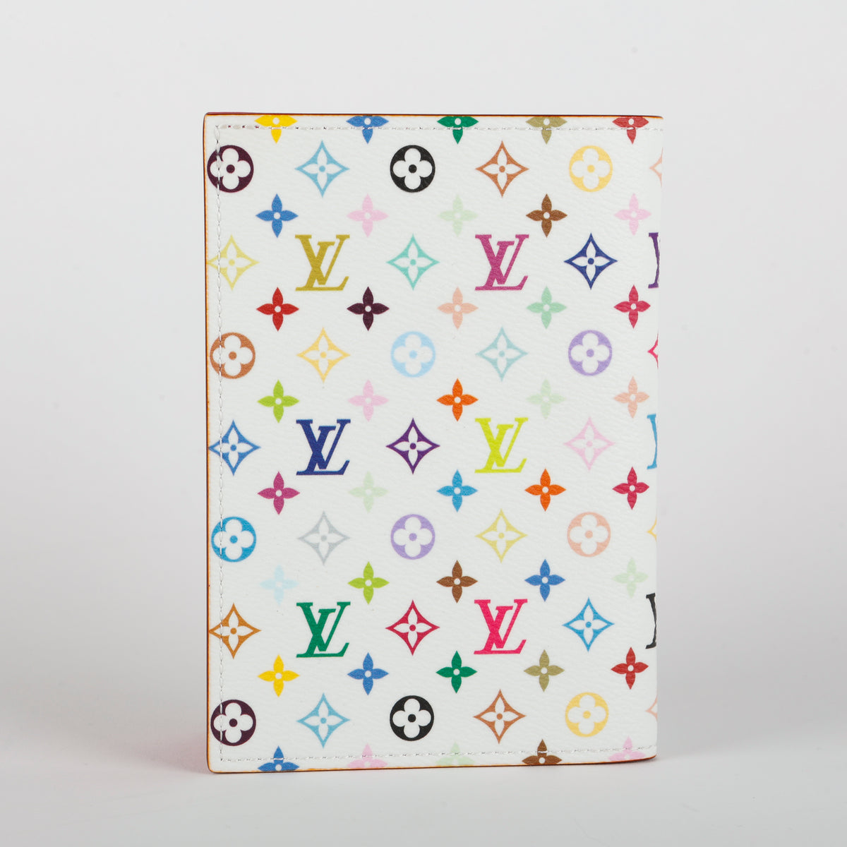 LV x TM Takashi Passport Cover, White Mullticolor