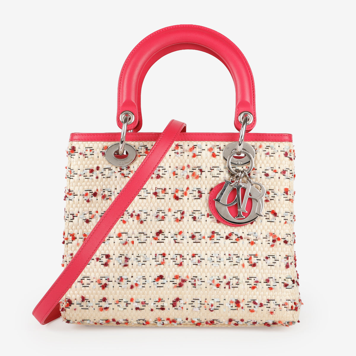 Lady Dior Leather x Straw Beige & Pink