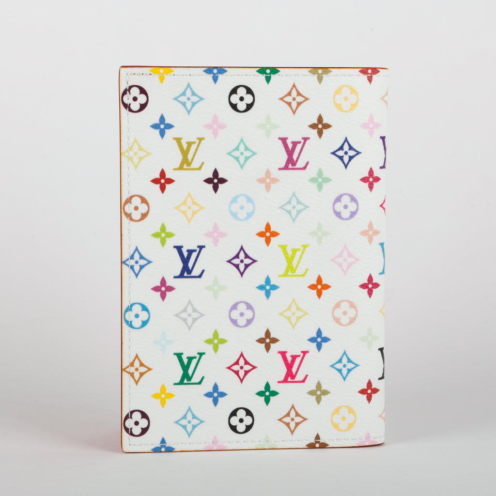 LV x TM Takashi Passport Cover, White Mullticolor
