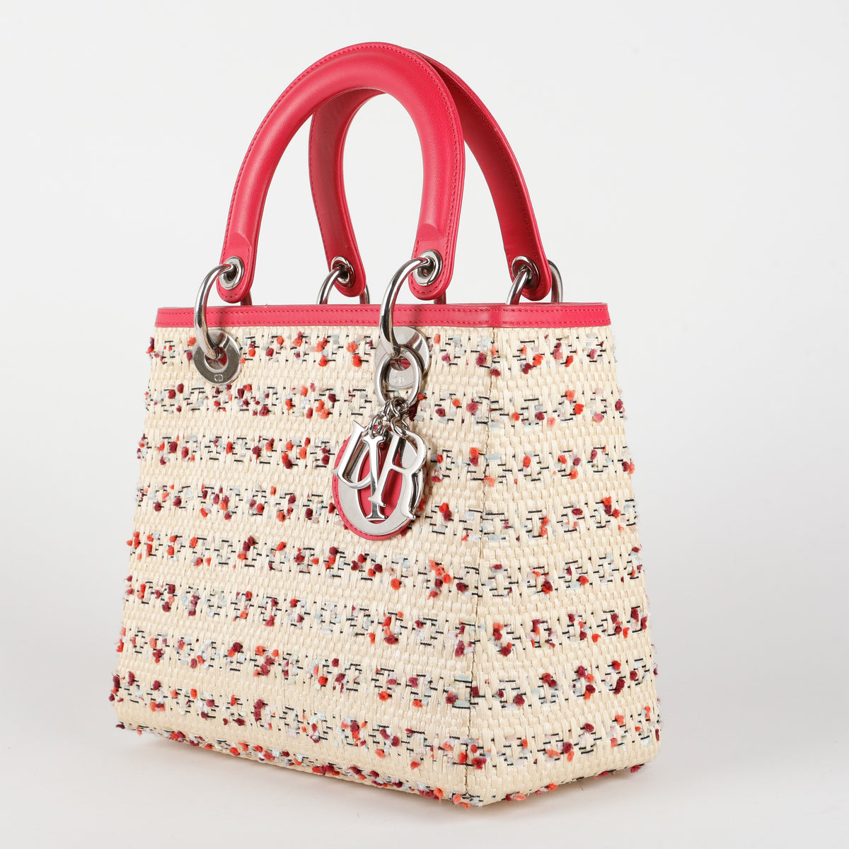 Lady Dior Leather x Straw Beige & Pink