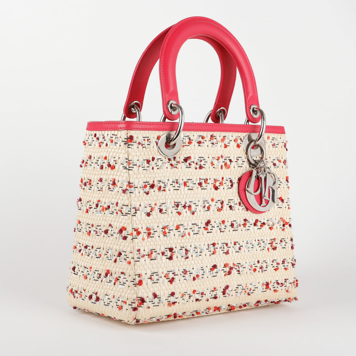 Lady Dior Leather x Straw Beige & Pink