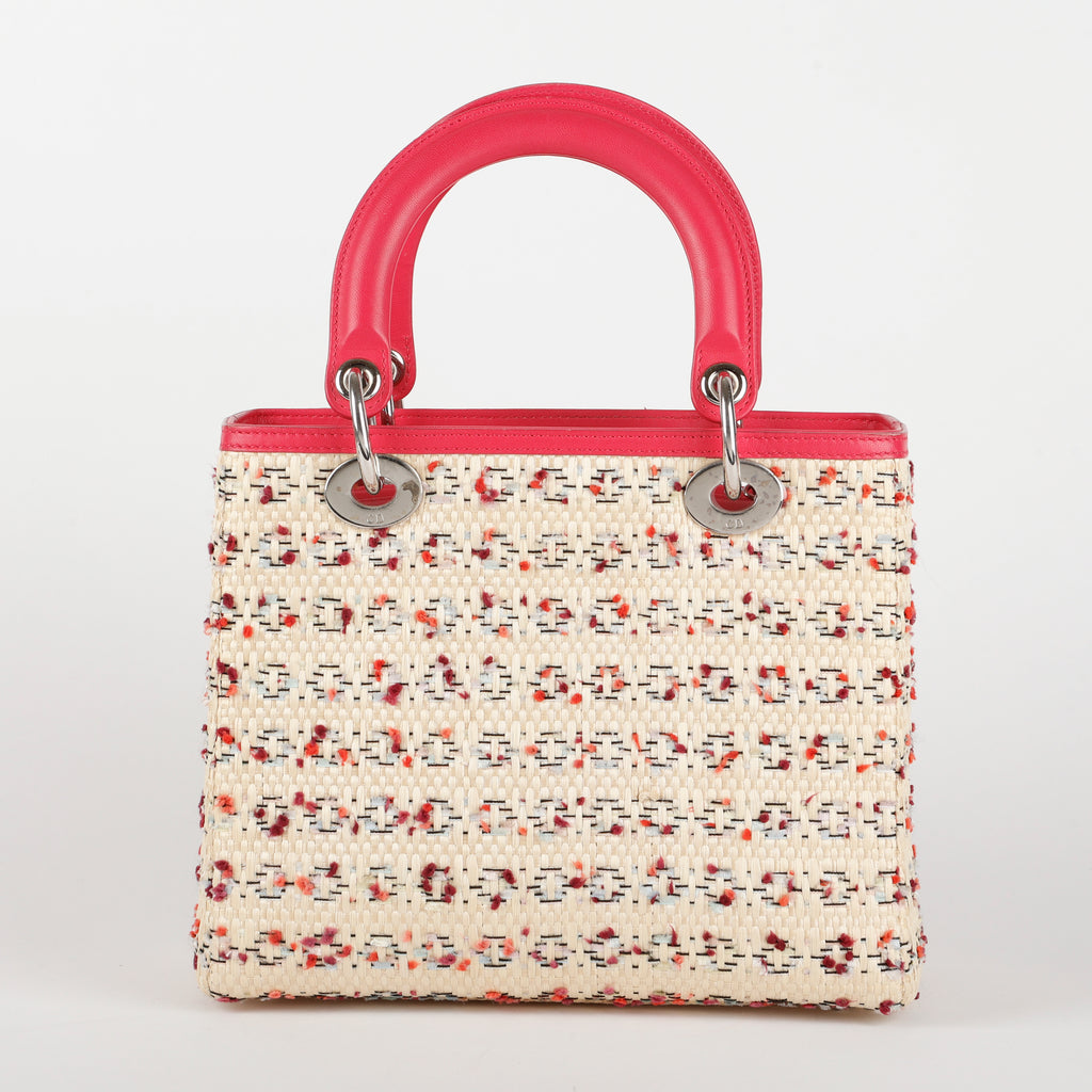 Lady Dior Leather x Straw Beige & Pink