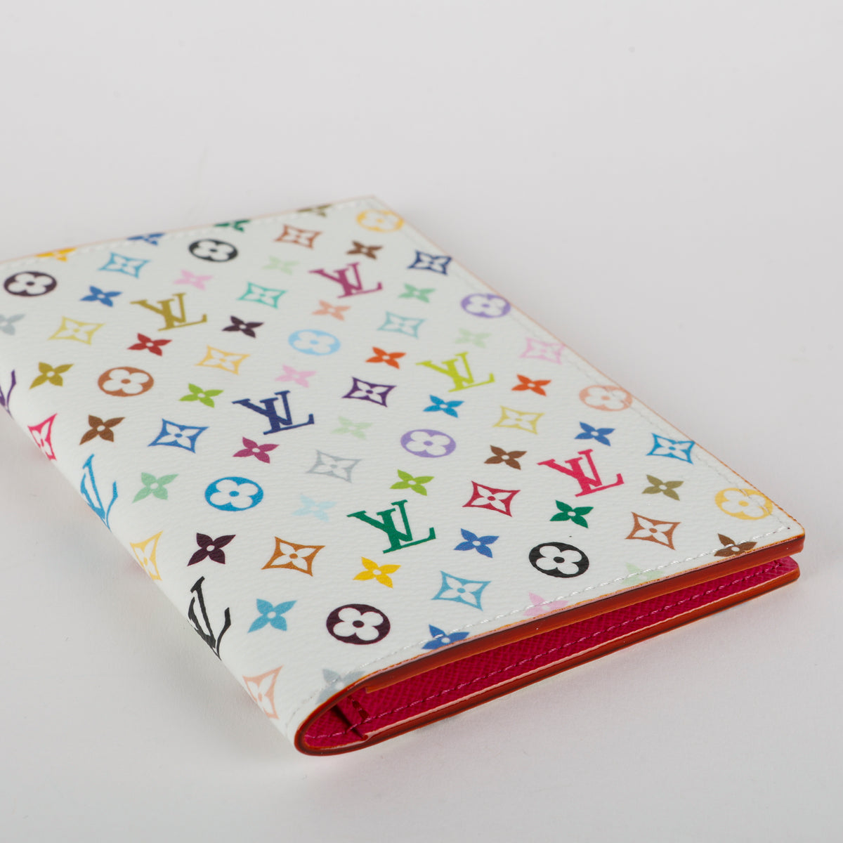 LV x TM Takashi Passport Cover, White Mullticolor