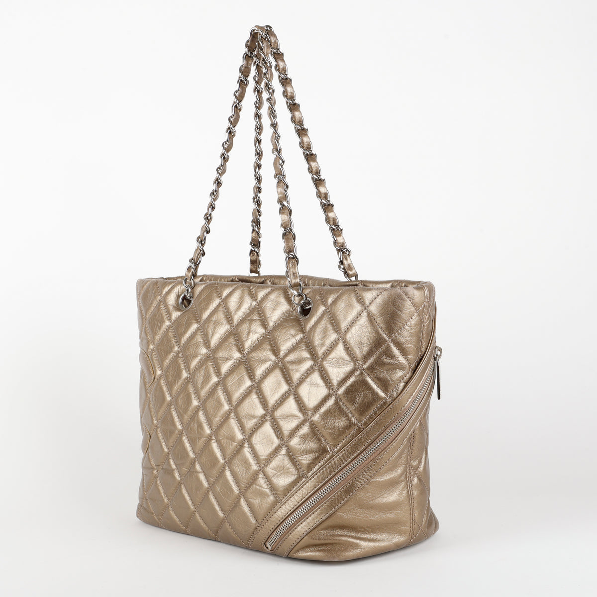 Cotton Club Tote, Metallic Gold Aged Caviar