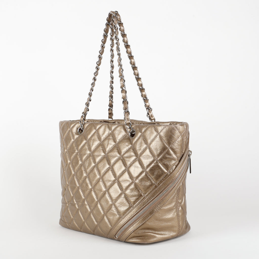 Cotton Club Tote, Metallic Gold Aged Caviar