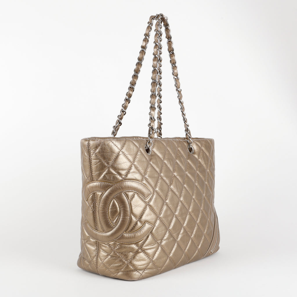 Cotton Club Tote, Metallic Gold Aged Caviar