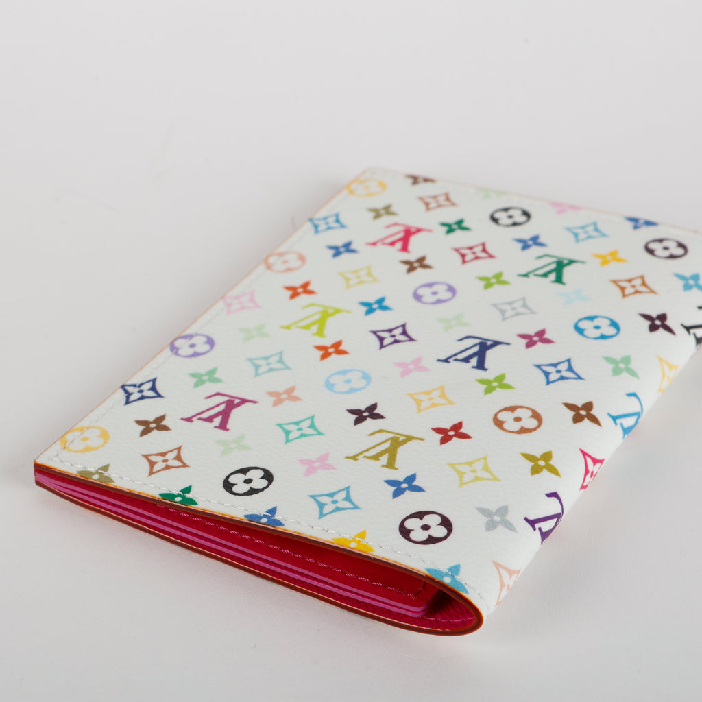 LV x TM Takashi Passport Cover, White Mullticolor