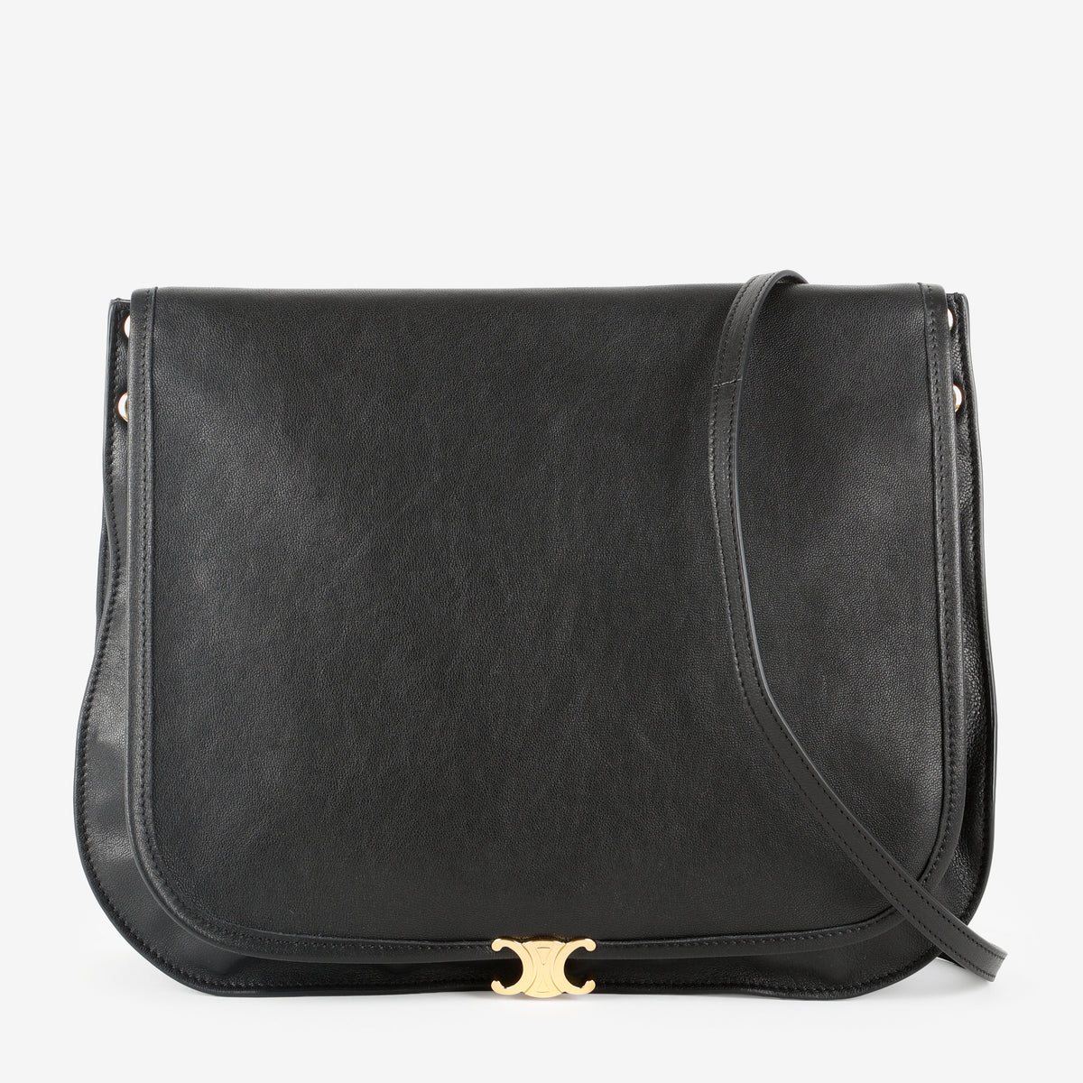 Soft Triomphe Besace, Black Supple Lambskin