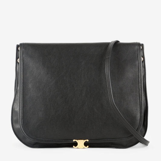 Soft Triomphe Besace, Black Supple Lambskin