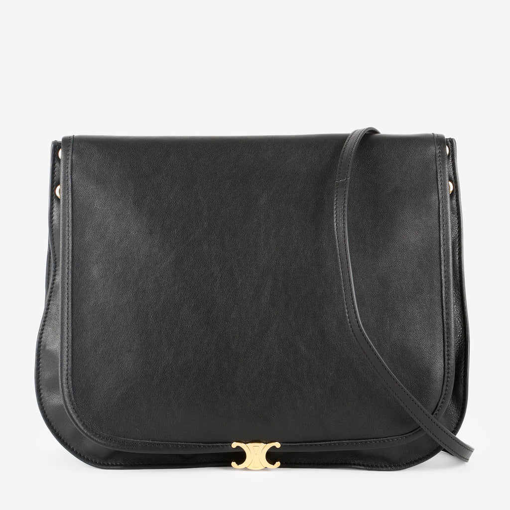 Soft Triomphe Besace, Black Supple Lambskin