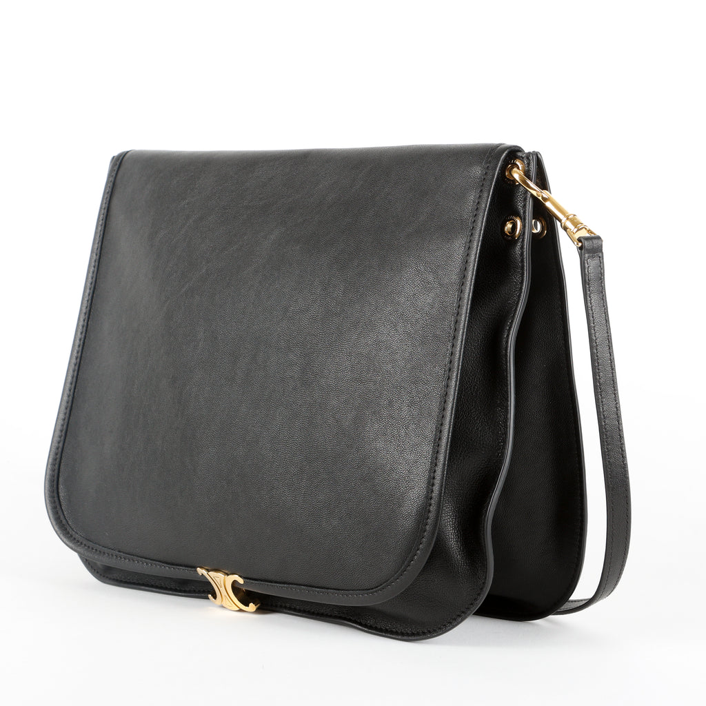 Soft Triomphe Besace, Black Supple Lambskin