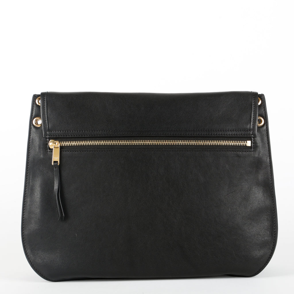 Soft Triomphe Besace, Black Supple Lambskin