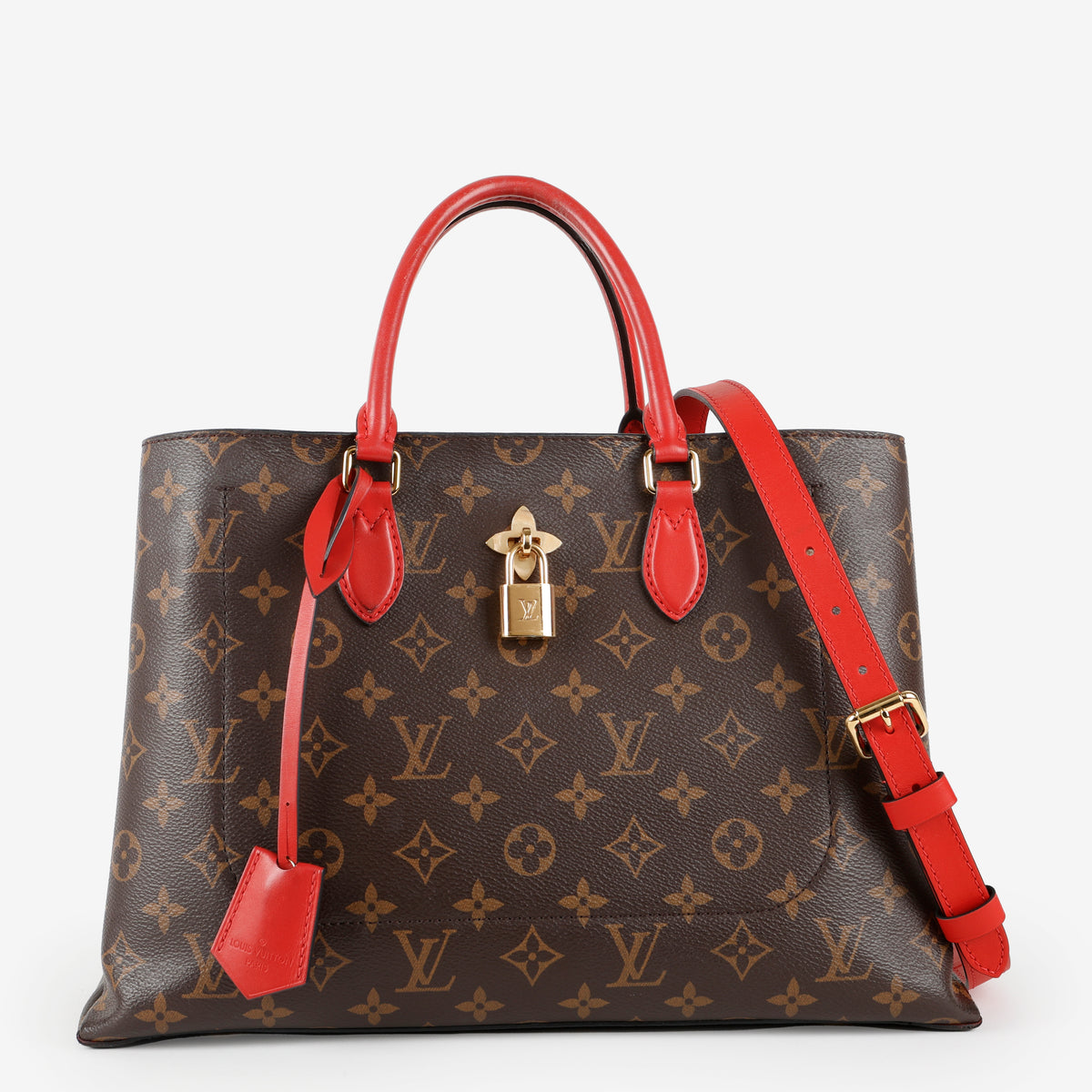 Flower Tote, Monogram Red