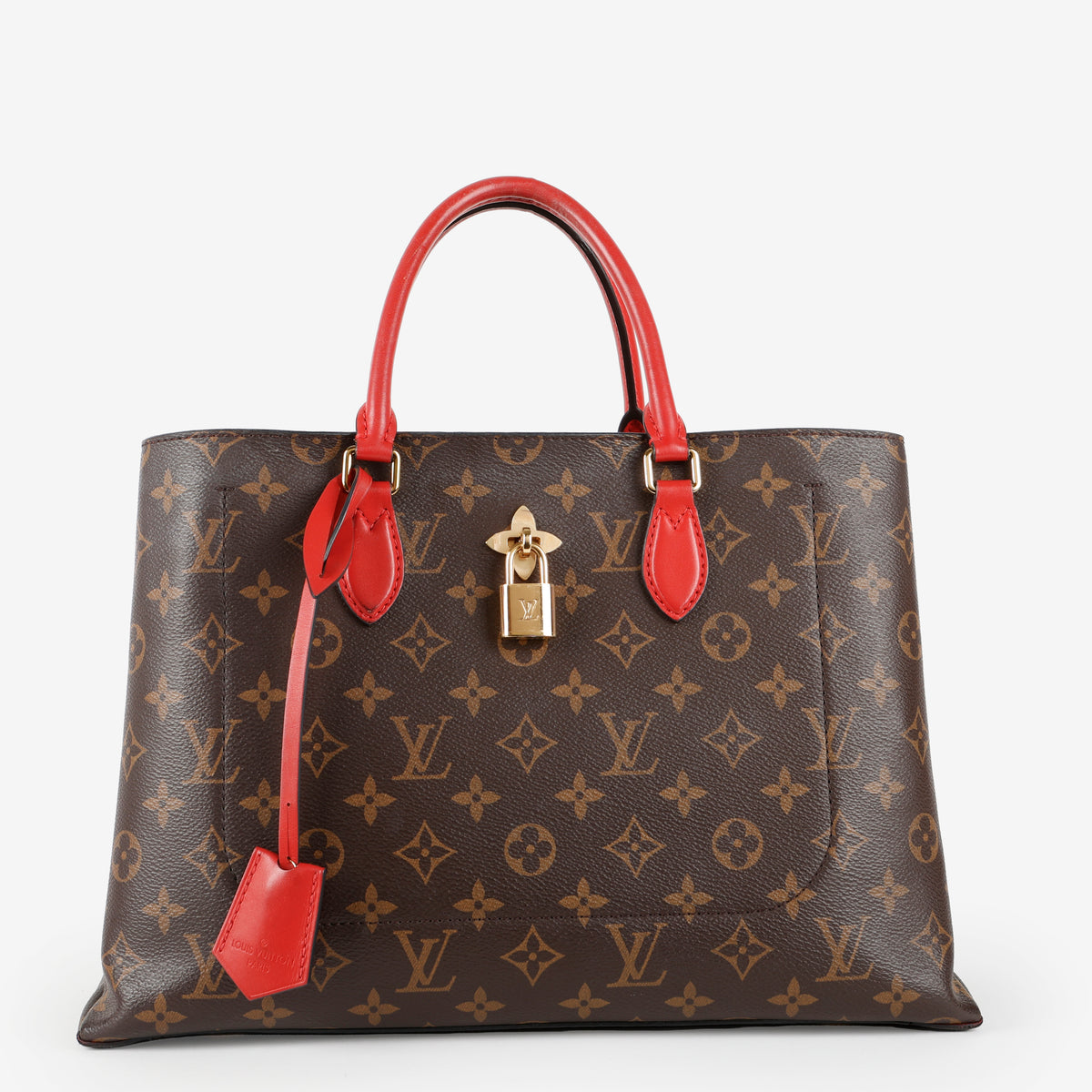 Flower Tote, Monogram Red