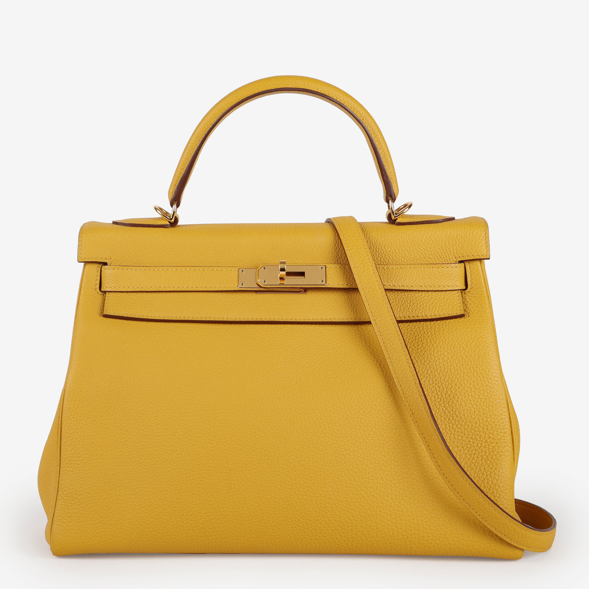 Kelly 32, Jaune Ambre Clemence Gold Hardware (C Stamp 2018)