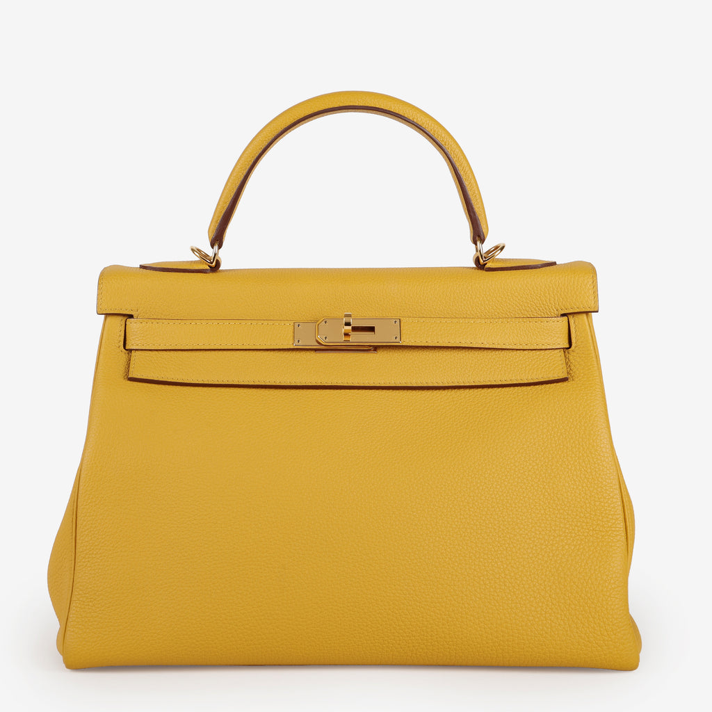 Kelly 32, Jaune Ambre Clemence Gold Hardware (C Stamp 2018)