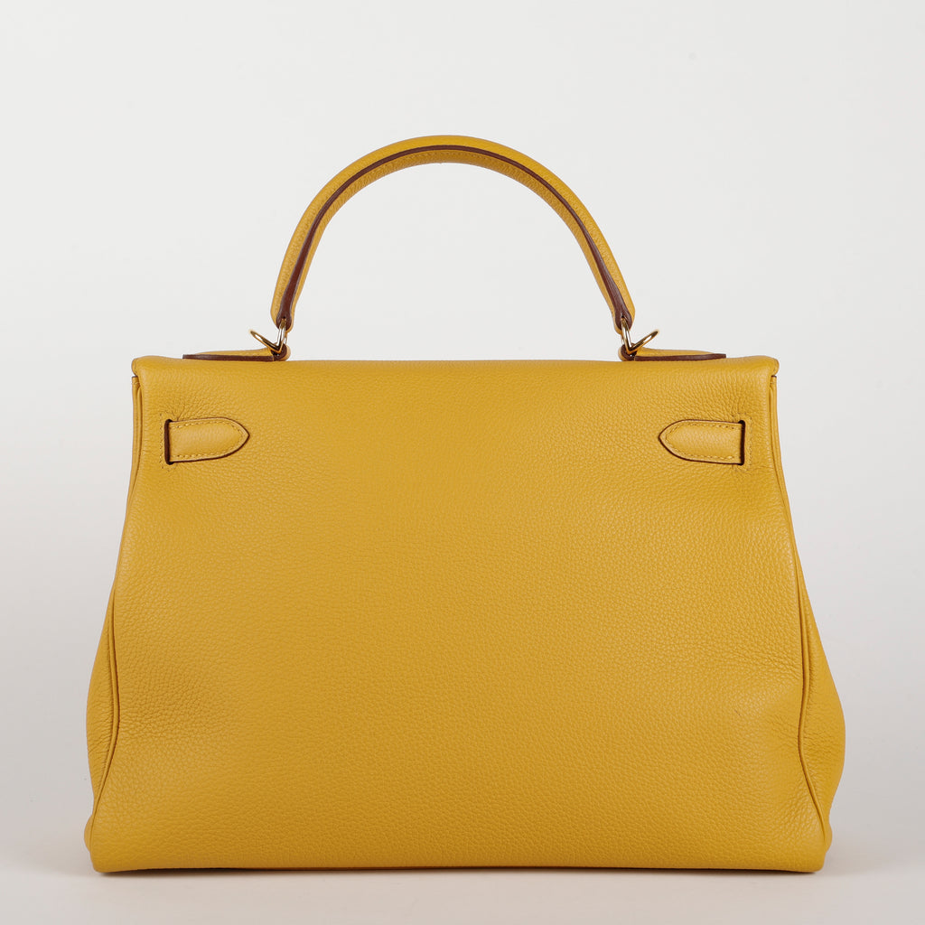 Kelly 32, Jaune Ambre Clemence Gold Hardware (C Stamp 2018)