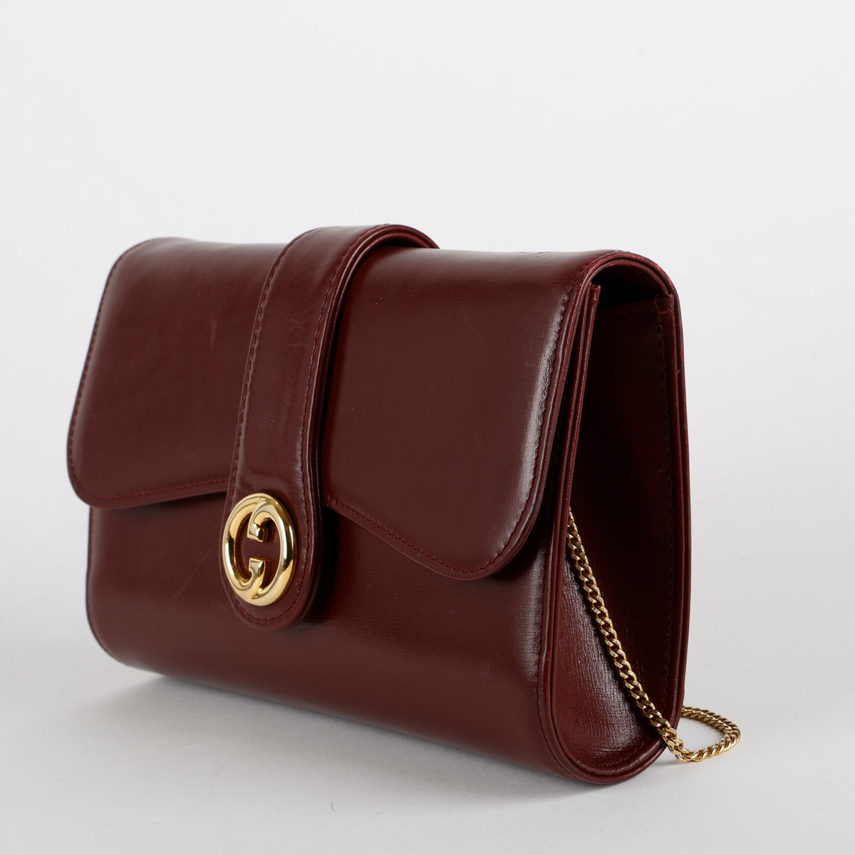 Vintage Interlocking GG Wallet on Chain, Burgundy
