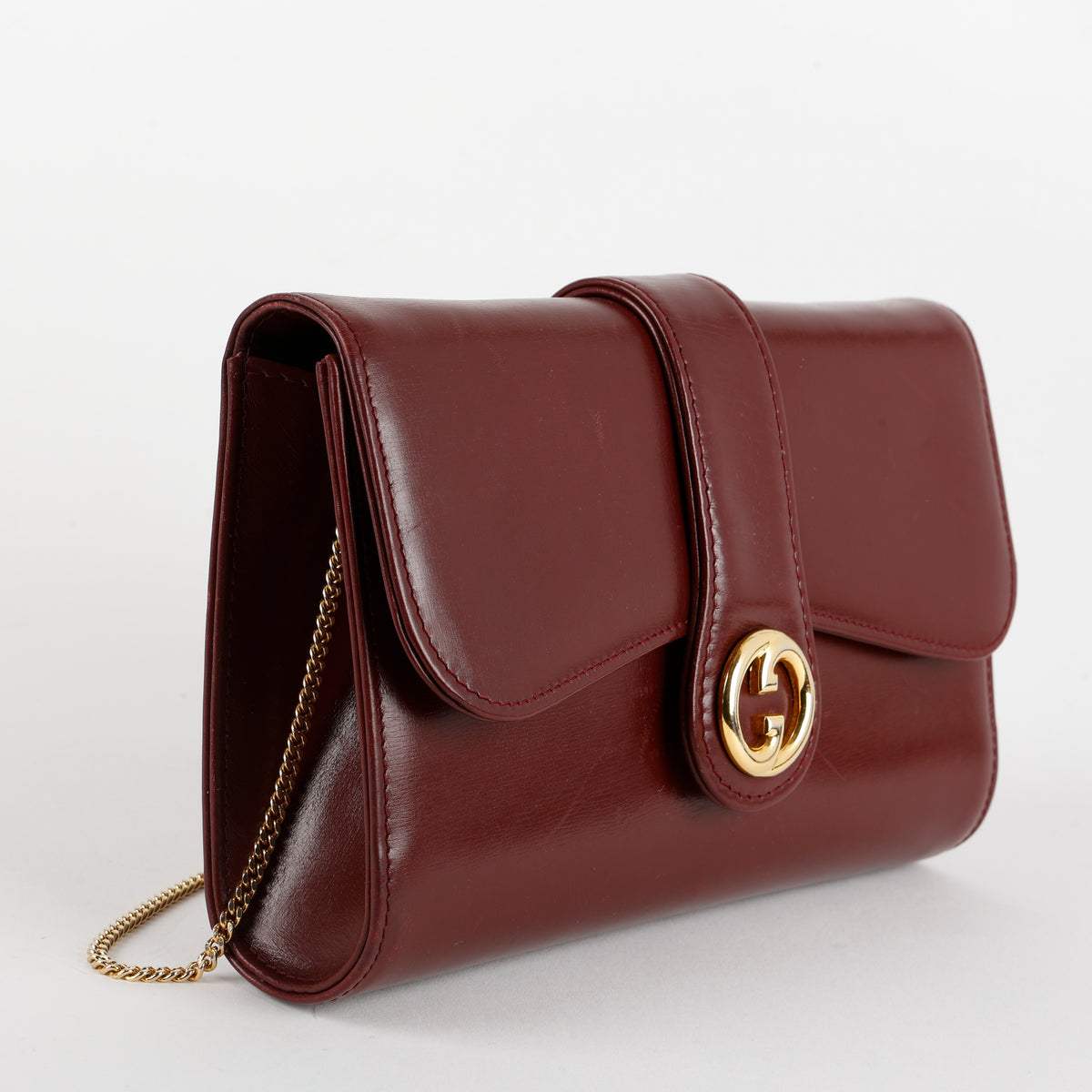 Vintage Interlocking GG Wallet on Chain, Burgundy