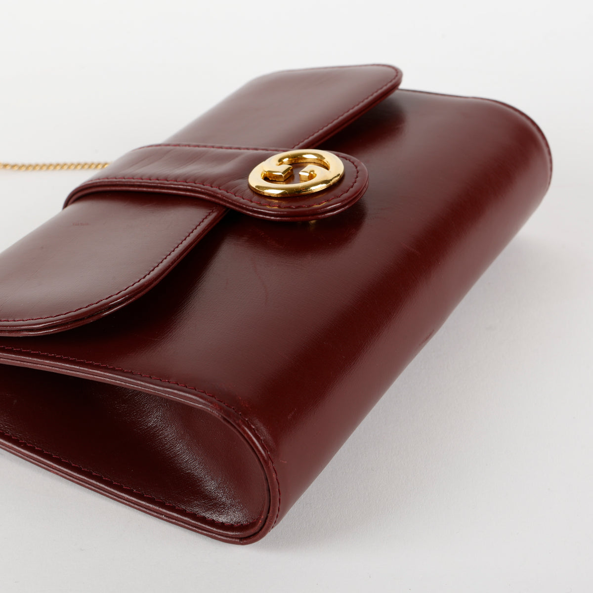 Vintage Interlocking GG Wallet on Chain, Burgundy