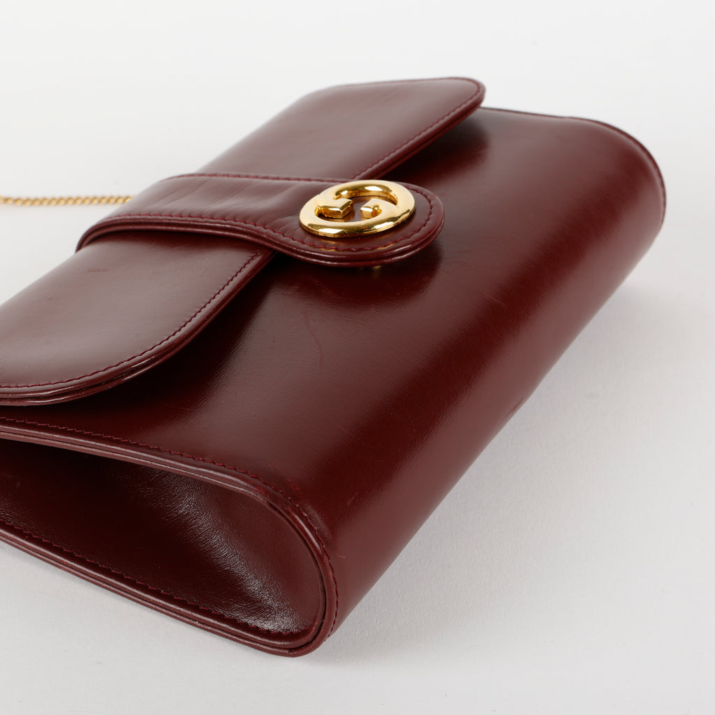 Vintage Interlocking GG Wallet on Chain, Burgundy