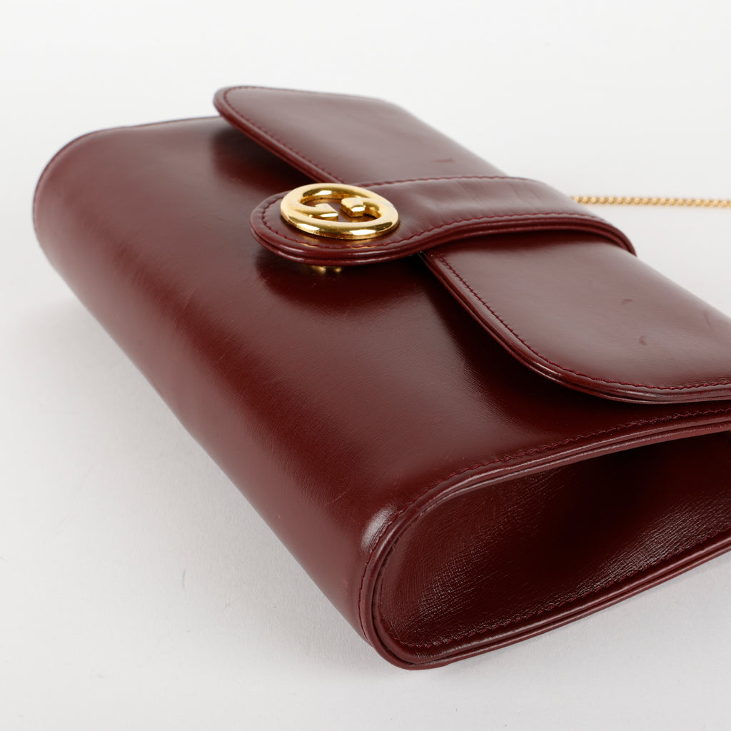 Vintage Interlocking GG Wallet on Chain, Burgundy