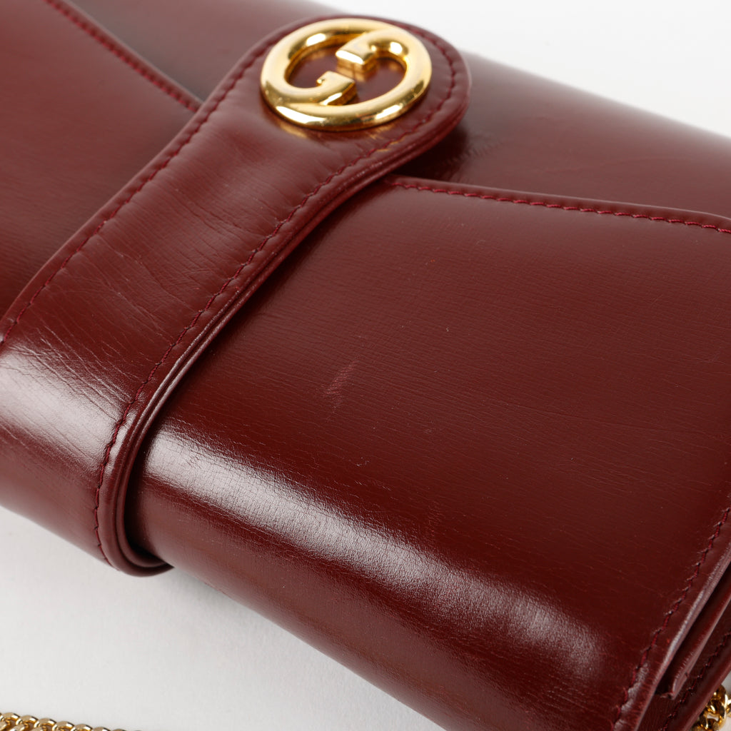 Vintage Interlocking GG Wallet on Chain, Burgundy
