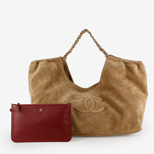 Suede Quilted Neo Cabas Shopping Tote