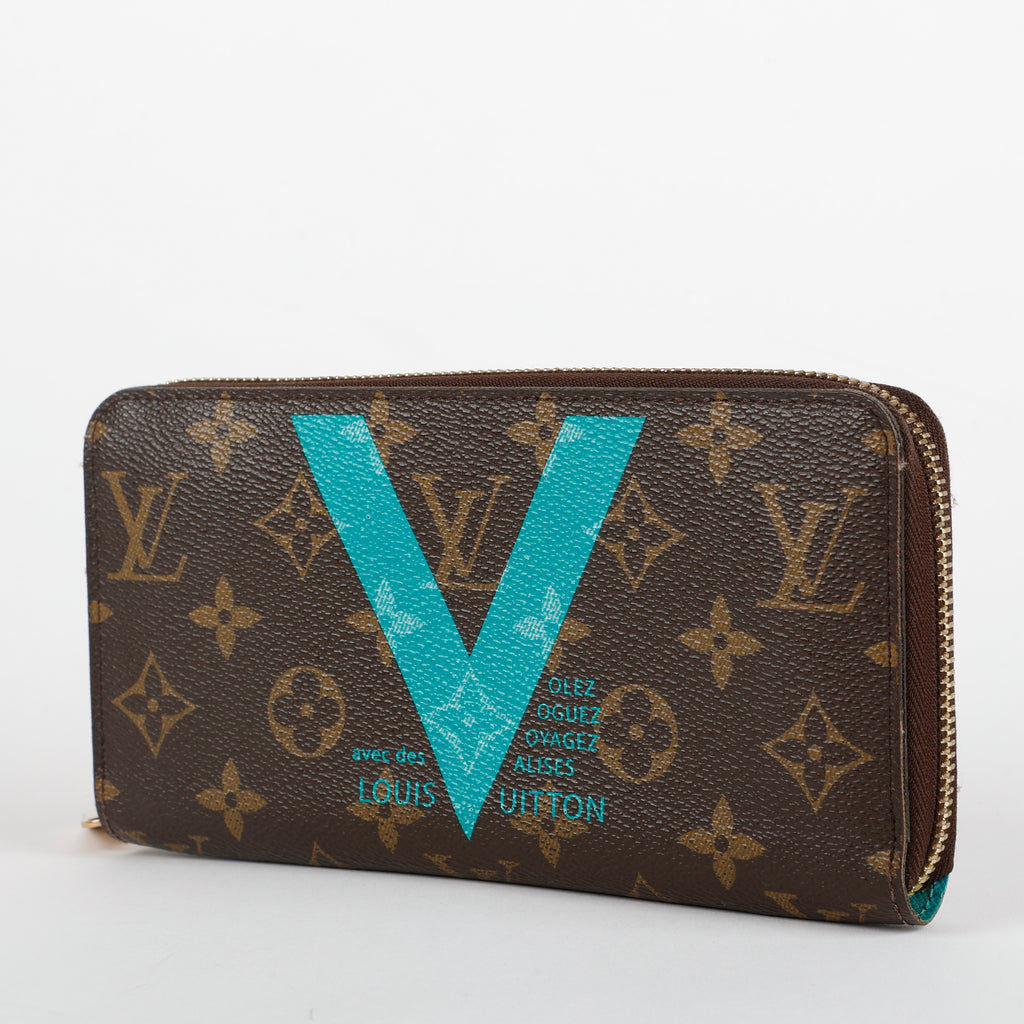 V Zippy Wallet, Monogram Turquoise