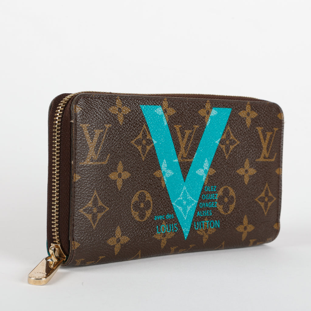 V Zippy Wallet, Monogram Turquoise