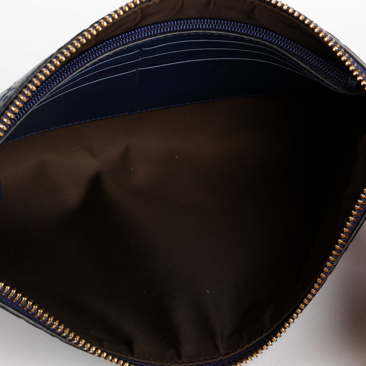 Cosmetic Pouch on Chain, Blue Embossed GG