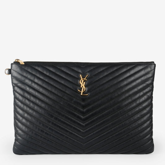 Cassandre Matelasse Pouch, Black Chevron (missing wristlet)