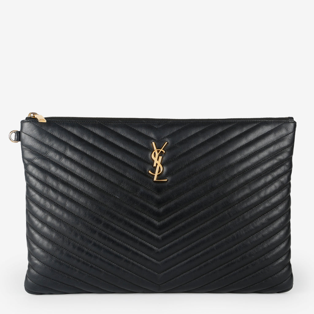 Cassandre Matelasse Pouch, Black Chevron (missing wristlet)