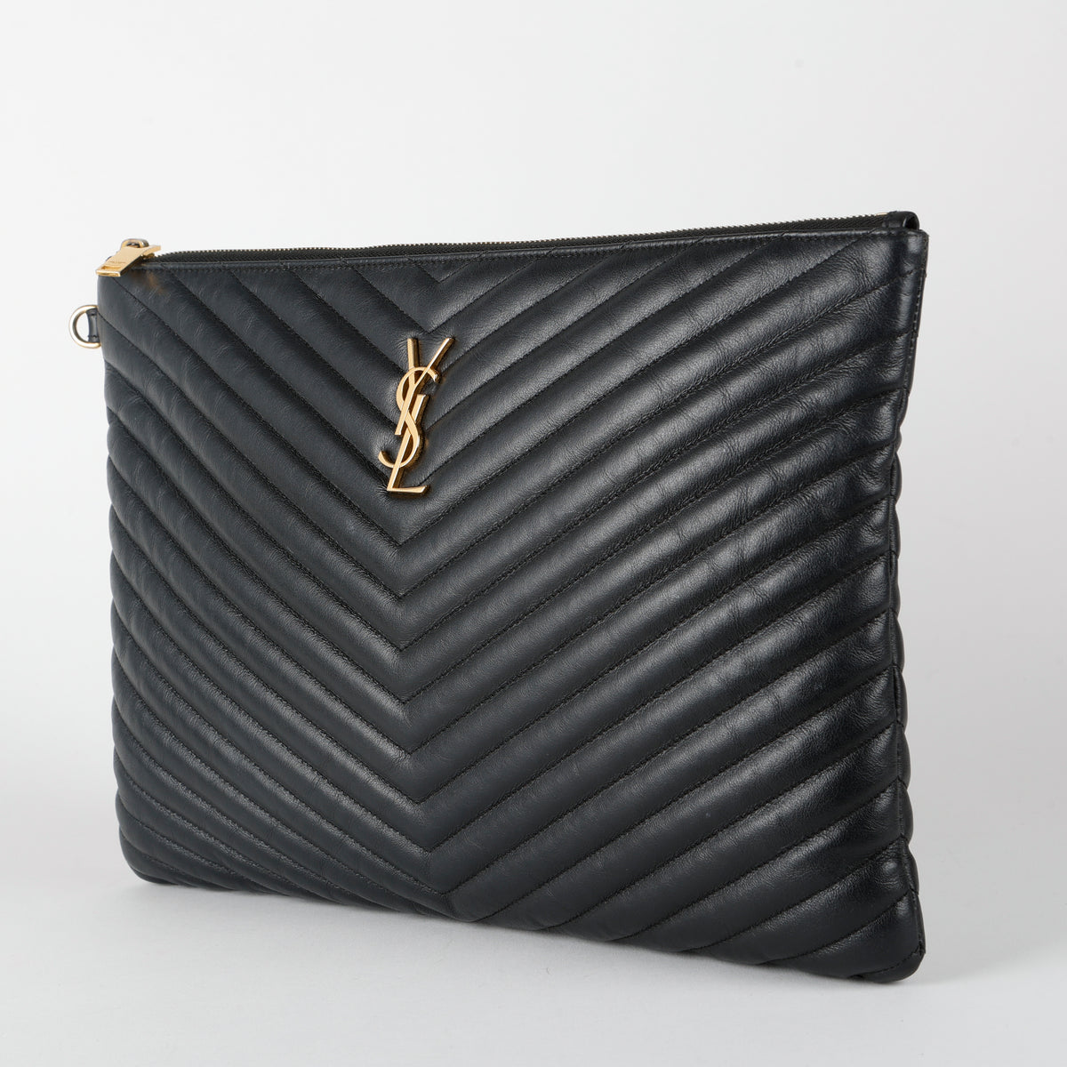 Cassandre Matelasse Pouch, Black Chevron (missing wristlet)