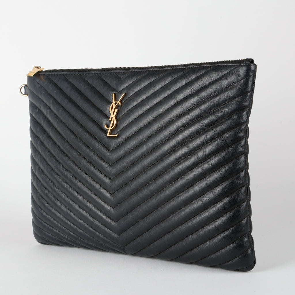 Cassandre Matelasse Pouch, Black Chevron (missing wristlet)