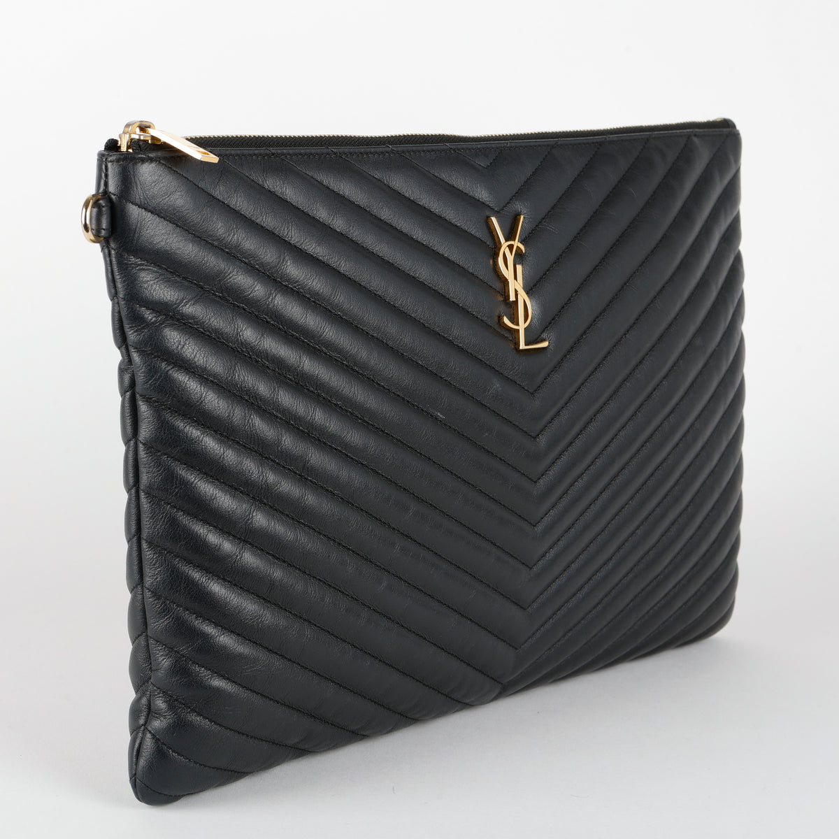 Cassandre Matelasse Pouch, Black Chevron (missing wristlet)