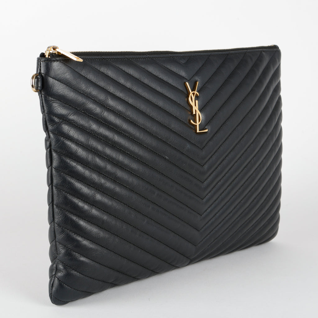 Cassandre Matelasse Pouch, Black Chevron (missing wristlet)