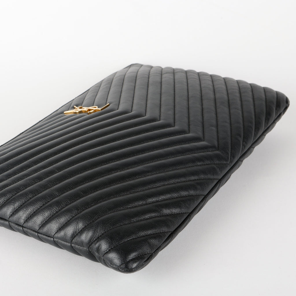 Cassandre Matelasse Pouch, Black Chevron (missing wristlet)