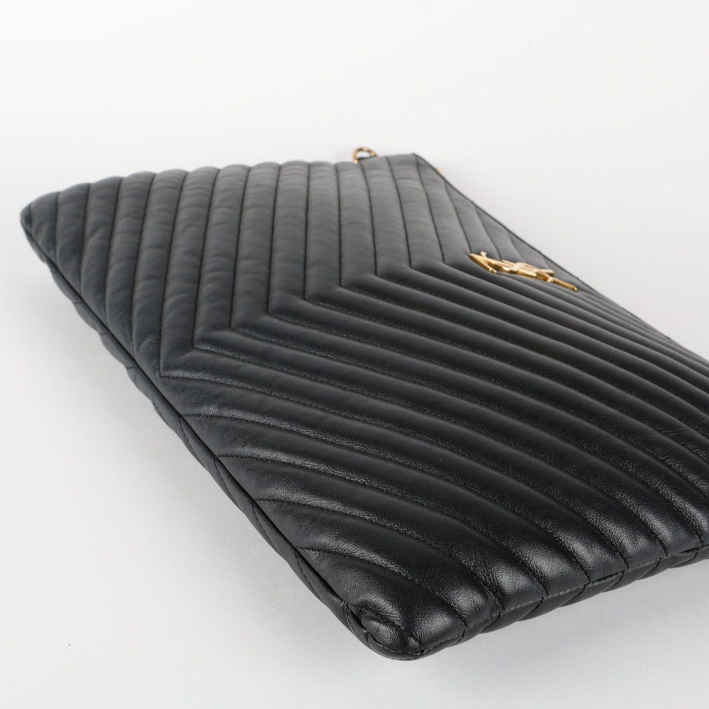 Cassandre Matelasse Pouch, Black Chevron (missing wristlet)