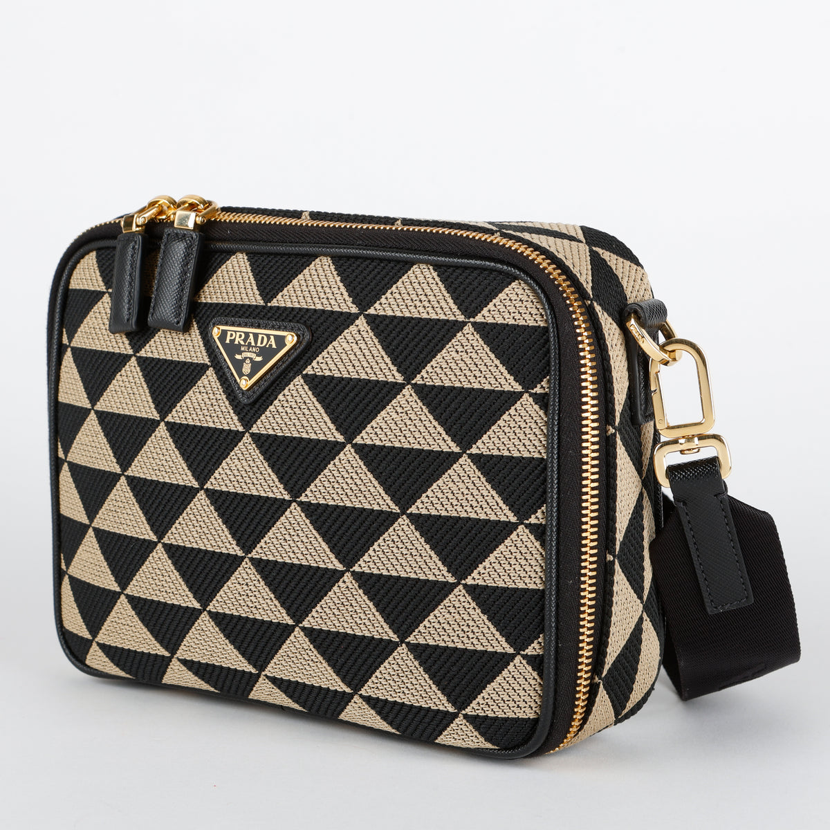 Symbole Zip Around Shoulder Bag, Black/Gold