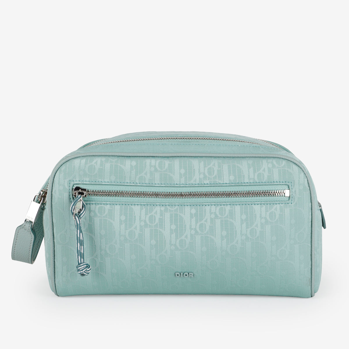 Double Zip Nylon Toiletry Pouch, Mint Green
