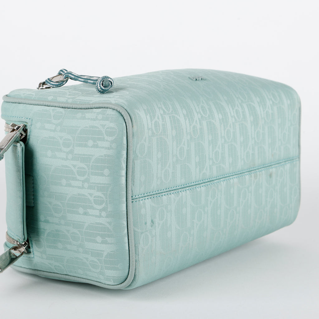 Double Zip Nylon Toiletry Pouch, Mint Green