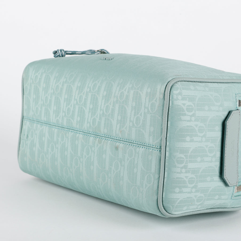 Double Zip Nylon Toiletry Pouch, Mint Green
