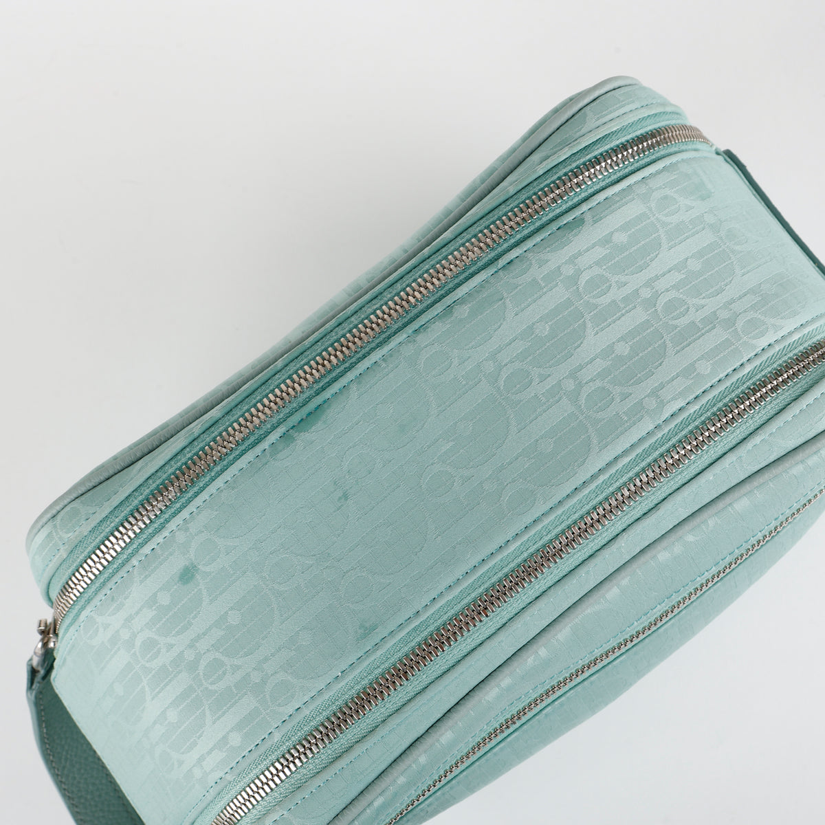 Double Zip Nylon Toiletry Pouch, Mint Green