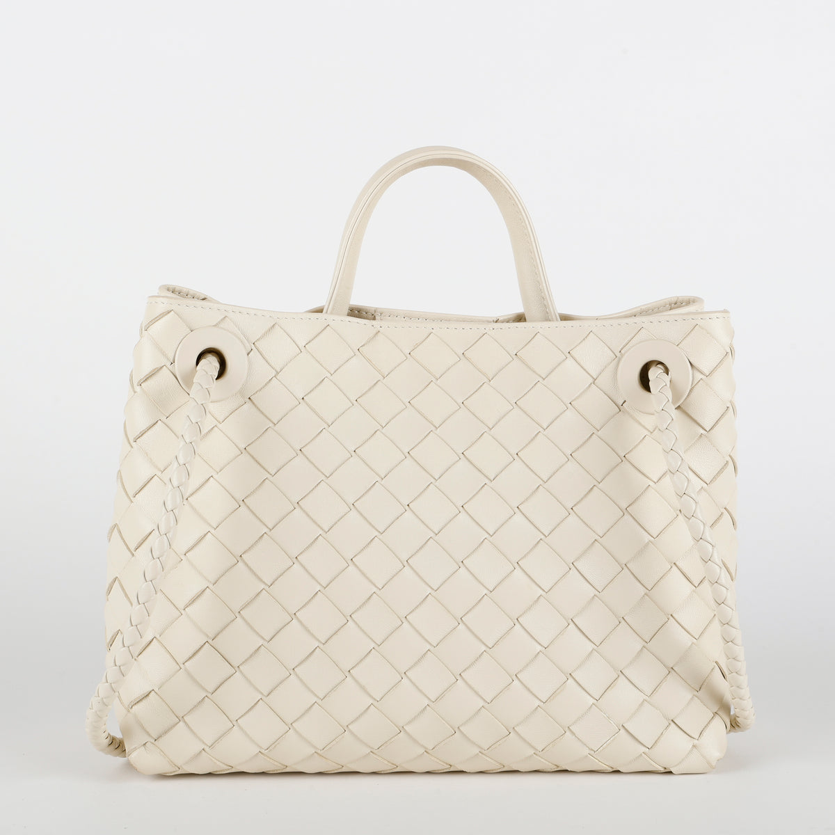 Small Intrecciato Andiamo Top Handle, Cream