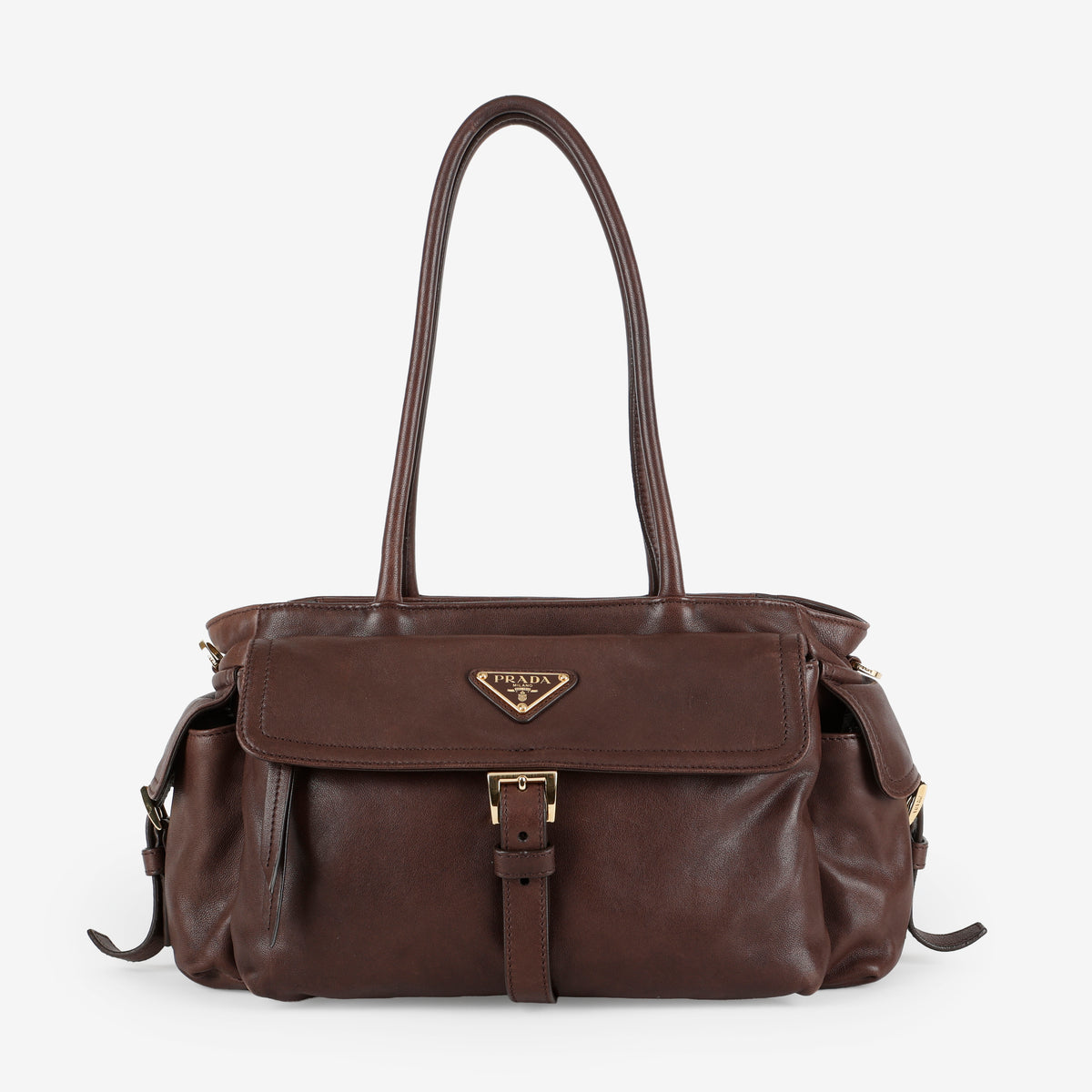 Medium Explore Tote, Brown Nappa Calfskin