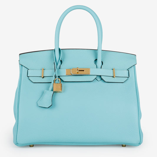 Birkin 30, Blue Atoll Togo Gold Hardware (T Stamp)
